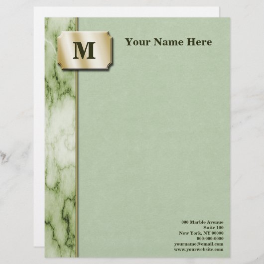 Green and White Marble Executive Gepersonaliseerd Briefhoofd (Voorkant / Achterkant)