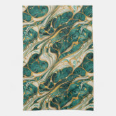 Green and White Marble with Gold Accents Theedoek (Verticaal)
