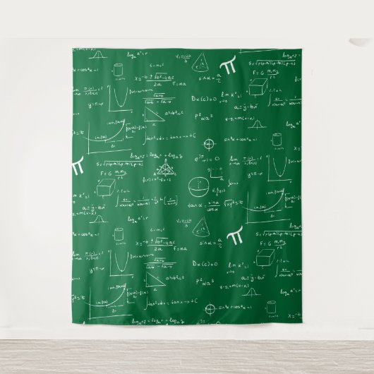 Green and White Mathematic Formulas Equations Wandkleed (Voorkant)