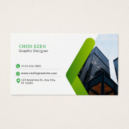 Green and White Minimalist Modern Business Card Visitekaartje