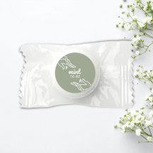 Green and White Mint to Be Wedding Favors