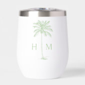 Green and White Palm Palmetto Tree Monogram (Voorkant)