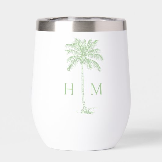 Green and White Palm Palmetto Tree Monogram (Achterkant)