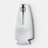 Green and White Palm Palmetto Tree Monogram Flesjeskoeler (Achterkant)