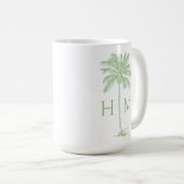Green and White Palm Palmetto Tree Monogram Koffiemok (Voorkant rechts)