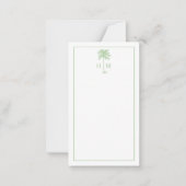 Green and White Palm Palmetto Tree Monogram Notitiekaartje (Voorkant)