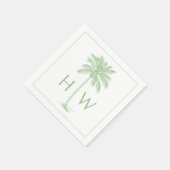 Green and White Palm Palmetto Tree Monogram Servet (Hoek)