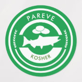 Green and White Pareve Label Kosher Fish (Design 2)