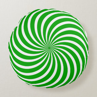 Green and White Peppermint Candy Holiday Christmas Rond Kussen