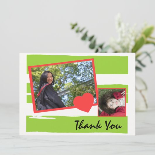 Green and White Photo Afstuderen - Hartelijk dank Kaart (Staand voorkant)