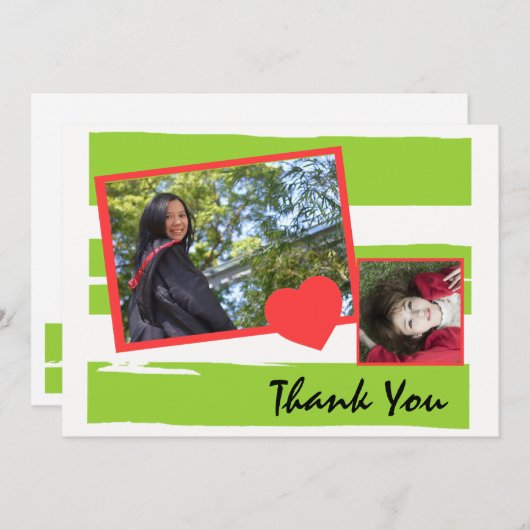 Green and White Photo Afstuderen - Hartelijk dank Kaart (Voorkant / Achterkant)