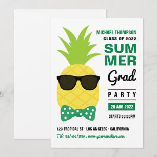 Green and White Pineapple Summer Afstudeerder Part Kaart