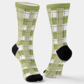 Green and White Plaid, Text on Foot Sokken (Gebogen)