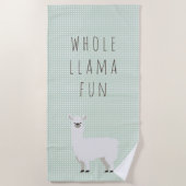 Green and White Polka Dot Cute Llama Strandlaken (Voorkant)