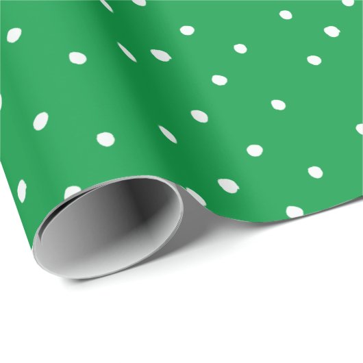 Green And White Polka Dots Cadeaupapier (Rol Hoek)