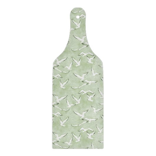 Green And White Seagull Beach Bird Pattern Snijplank (Voorkant)