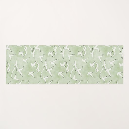 Green And White Seagull Bird Beach Pattern Yogamat (Voorkant (horizontaal))