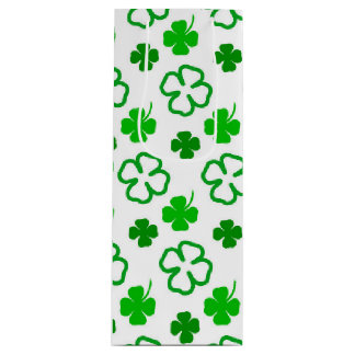 Green and White Shamrock St Patrick's Day Gift Bag Wijn Cadeautas