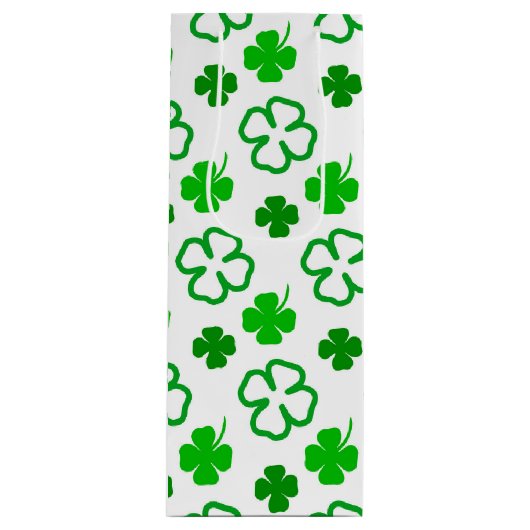 Green and White Shamrock St Patrick's Day Gift Bag Wijn Cadeautas (Voorkant)