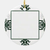 Green and White Silver Damask Keramisch Ornament (Achterkant)
