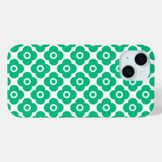 Green and white simple floral pattern retro Case-Mate iPhone case (Achterkant (horizontaal))