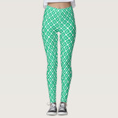 Green and white simple floral pattern retro leggings (Voorkant)