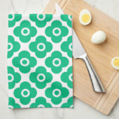 Green and white simple floral pattern retro theedoek (Quarter Fold)