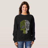 Green and white skull scary Halloween dirt Trui (Voorkant volledig)