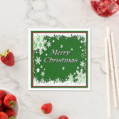 Green and White Snowflake Kerstmis Napkins Servet (Insitu)