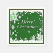 Green and White Snowflake Kerstmis Napkins Servet (Voorkant)