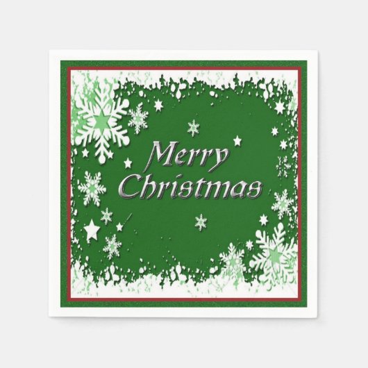 Green and White Snowflake Kerstmis Napkins Servet (Voorkant)
