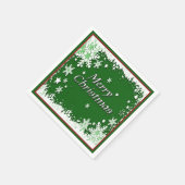 Green and White Snowflake Kerstmis Napkins Servet (Hoek)