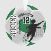 Green and White Soccer Goalie Boy Ornament (achterkant)
