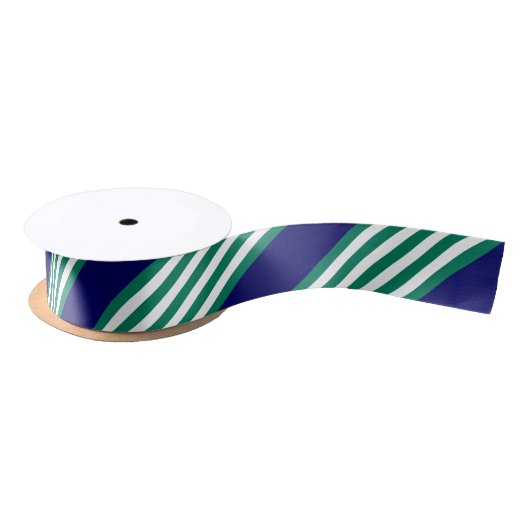 Green and white stripes pattern with navy blue satijnen lint (Spoel)