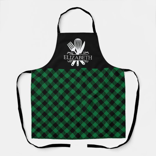 Green and White Tartan Plaid Pattern Schort (Voorkant)