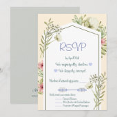 Green And White Wildflowers Geometric RSVP Card Kaart (Voorkant / Achterkant)
