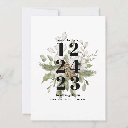 Green and White Winter Forest Bouquet | Kaart (Voorkant)