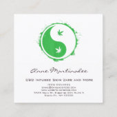 Green and White Yin Yang Leaf Vierkante Visitekaartje (Achterkant)