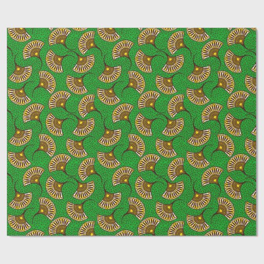 Green And Yellow Ankara Fan Print Wrapping Paper Cadeaupapier (Vlak)