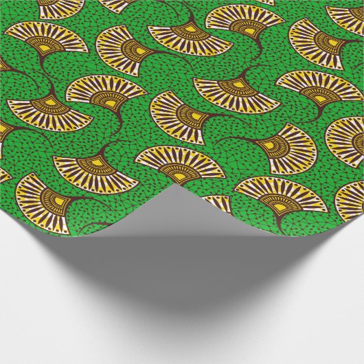 Green And Yellow Ankara Fan Print Wrapping Paper Cadeaupapier (Hoek)