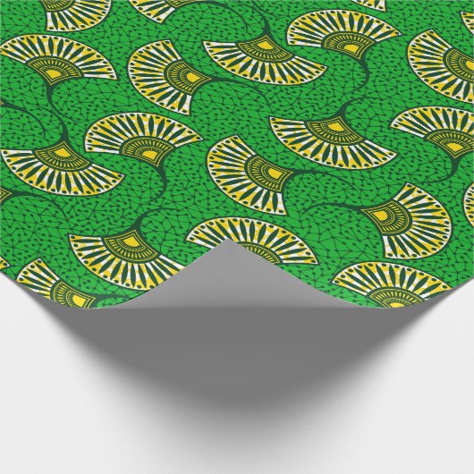 Green And Yellow Ankara Fan Print Wrapping Paper Cadeaupapier (Hoek)