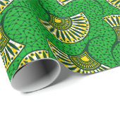 Green And Yellow Ankara Fan Print Wrapping Paper Cadeaupapier (Rol Hoek)