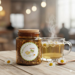 Green and Yellow Floral Chamomile Herbal Tea  Ronde Sticker