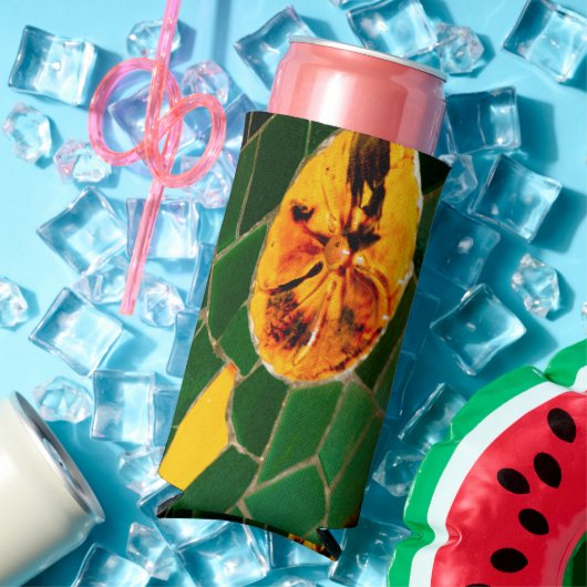 Green and Yellow Floral Mosaic Seltzer Blikjeskoeler (Insitu Zomer)