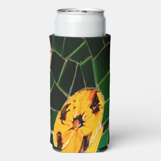 Green and Yellow Floral Mosaic Seltzer Blikjeskoeler (Seltzer Achterkant)