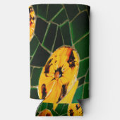 Green and Yellow Floral Mosaic Seltzer Blikjeskoeler (Achterkant)