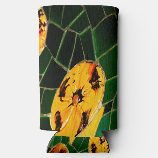 Green and Yellow Floral Mosaic Seltzer Blikjeskoeler (Achterkant)