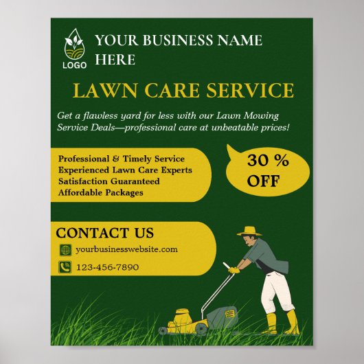 Green and Yellow  Lawn Care  Poster (Voorkant)