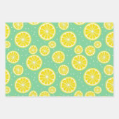 Green and Yellow Lemon Pattern Inpakpapier Vel (Voorkant)