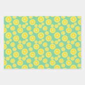Green and Yellow Lemon Pattern Inpakpapier Vel (Voorkant 3)